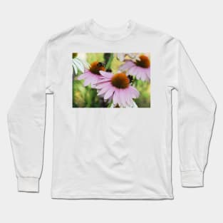 Echinacea Purpurea with Bees Long Sleeve T-Shirt